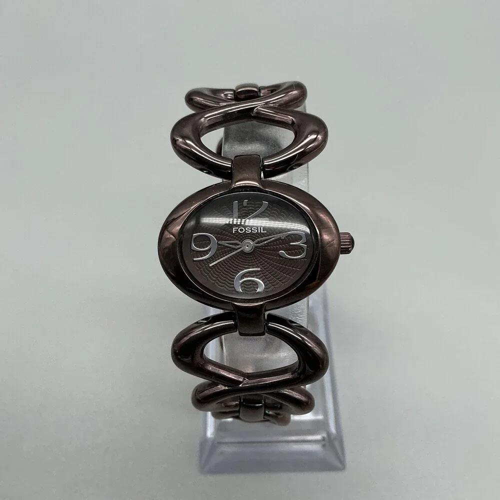 Fossil ES2042 Womens Watch 28mm Brown Dial Bronze Tone Dress New Batt 7